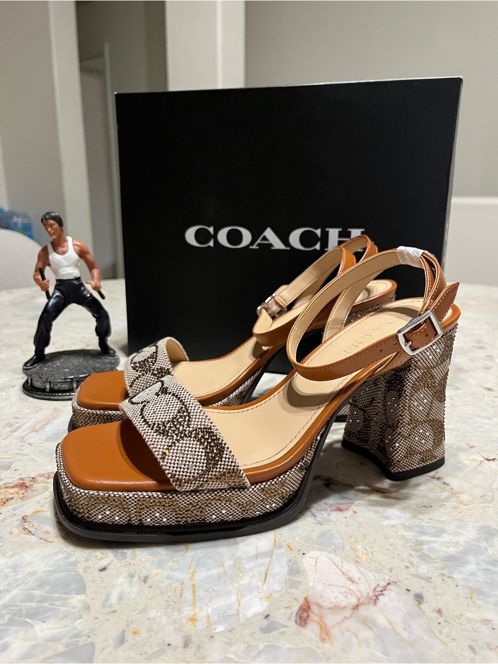 Coach Platform Sandal In Crystal Signature Jacquard NIB - Picture 3 of 13